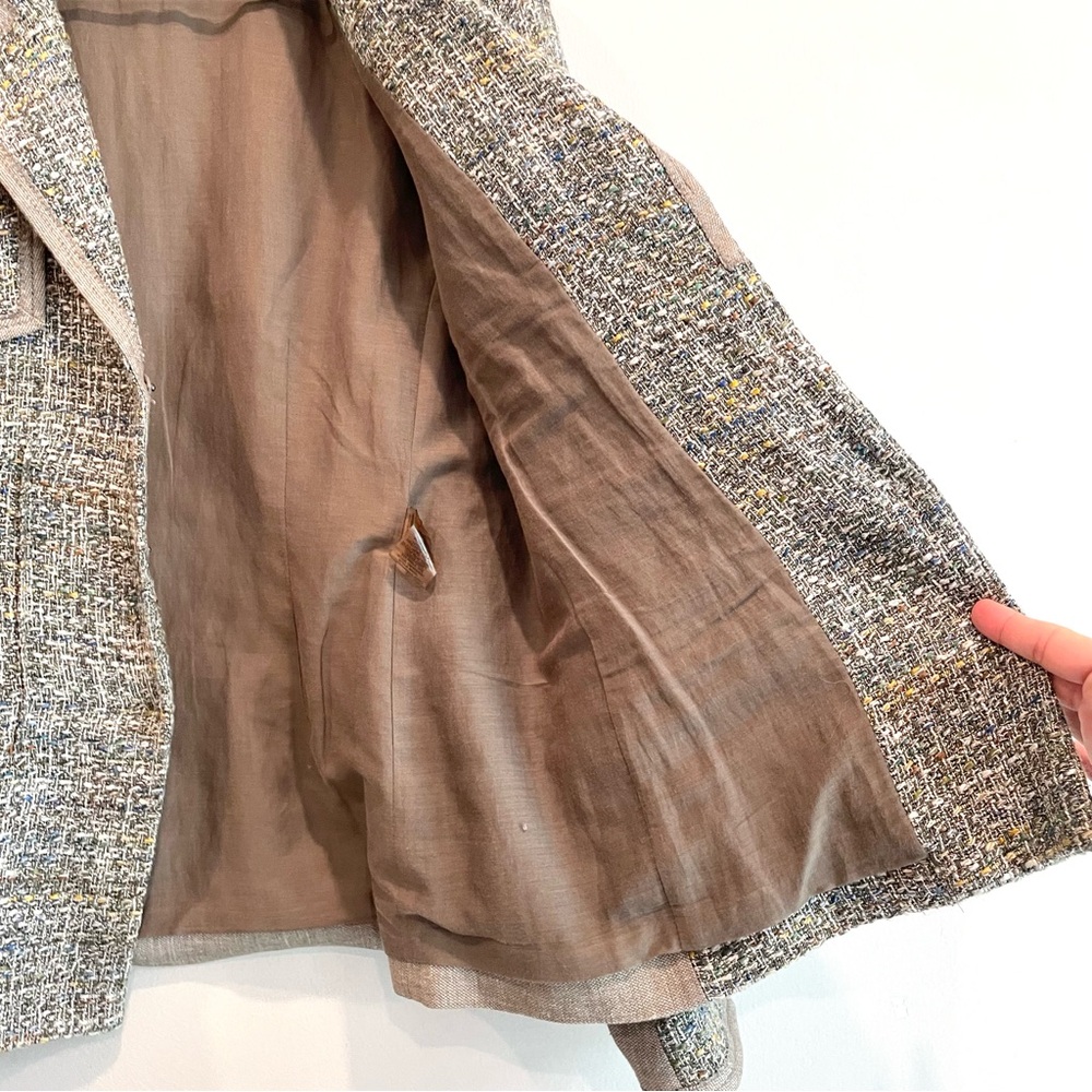 Elie Tahari 2 PC Linen Blend Tweed Blazer Pants Suit Set - Picture 5 of 16
